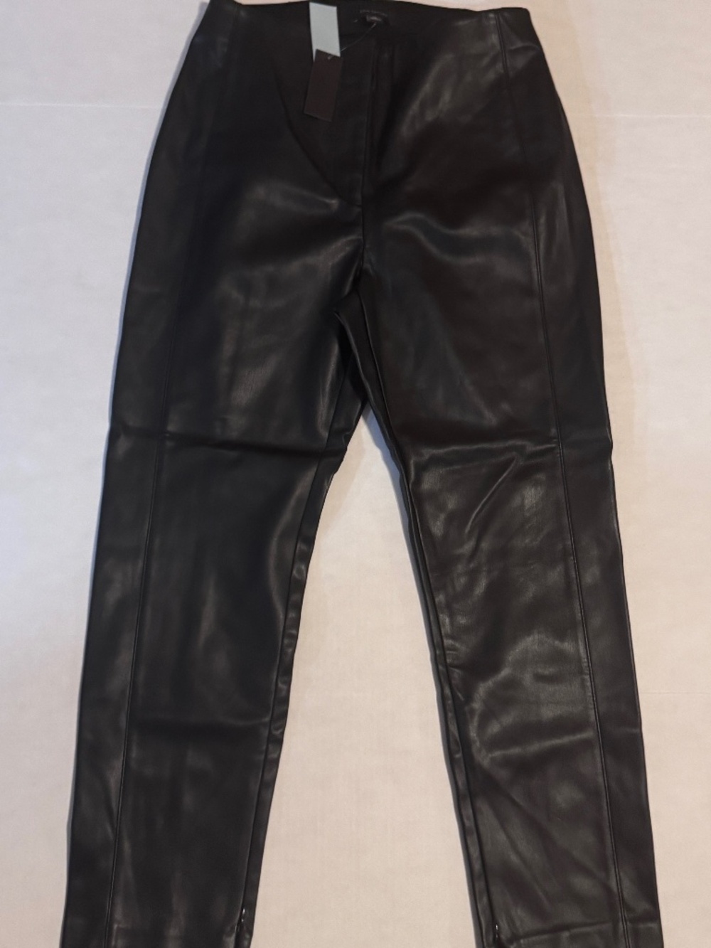 New Ann Taylor Size 10P Curvy Audry Faux Leather Pants Classic Party Black